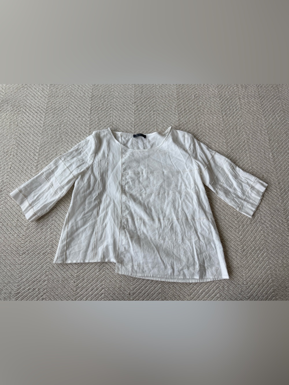 Neirami Italy White Asymmetric Blend Blouse sz Large